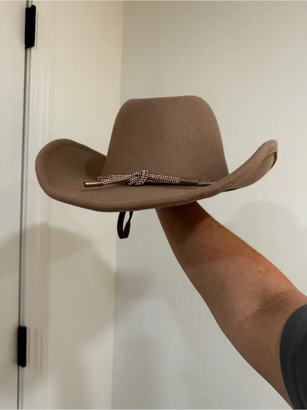 C.C Taupe Felt Rancher Hat with Interior Tie